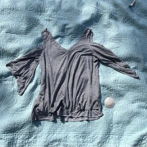 Halston Cold Shoulder Striped Top